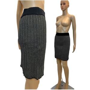 Metallic Knit Tube Skirt | Textured GOLD & Black Sweater Skirt | Small